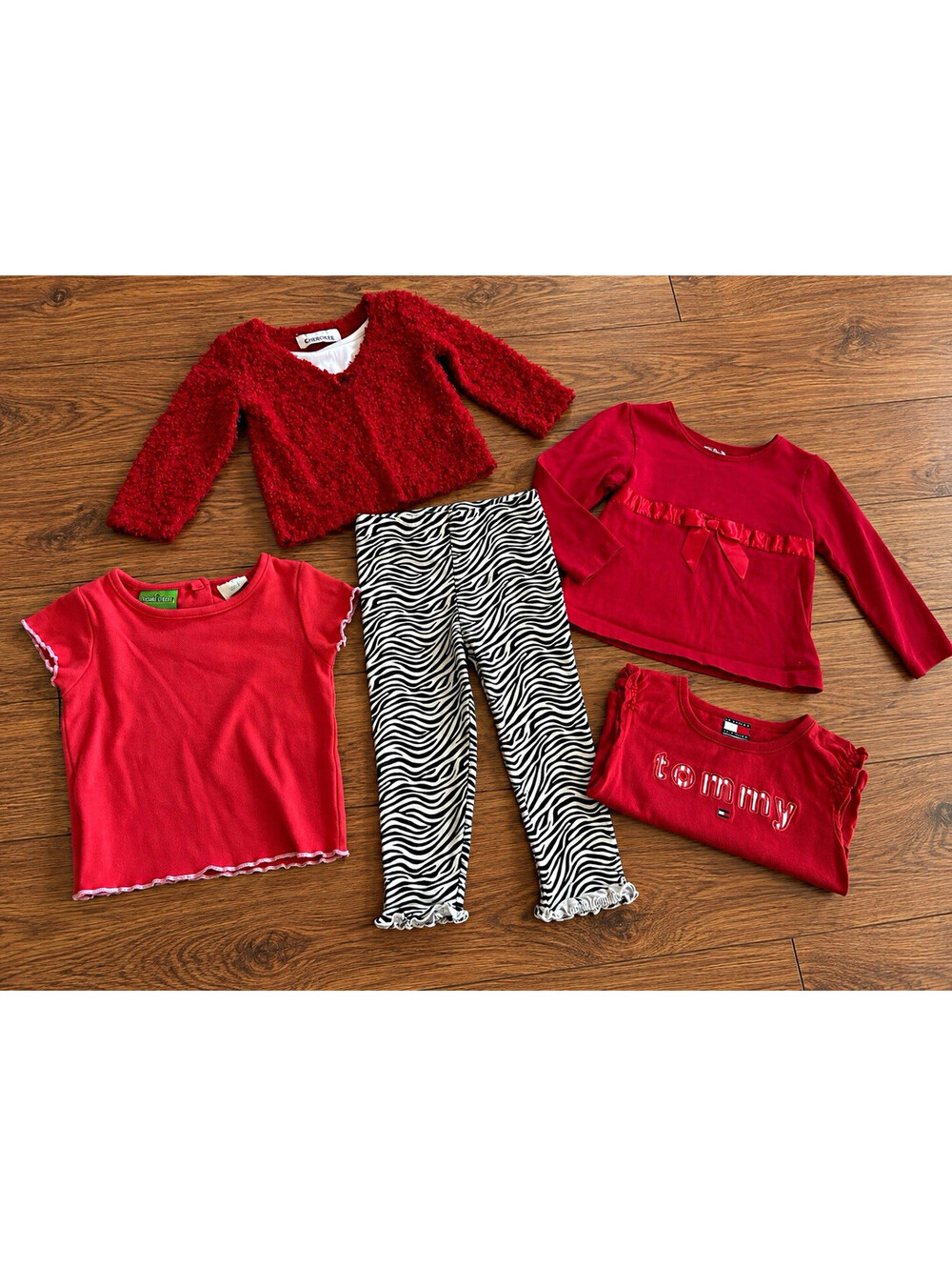 Girls 2T 5-Piece Tops & Zebra Pants Set Red